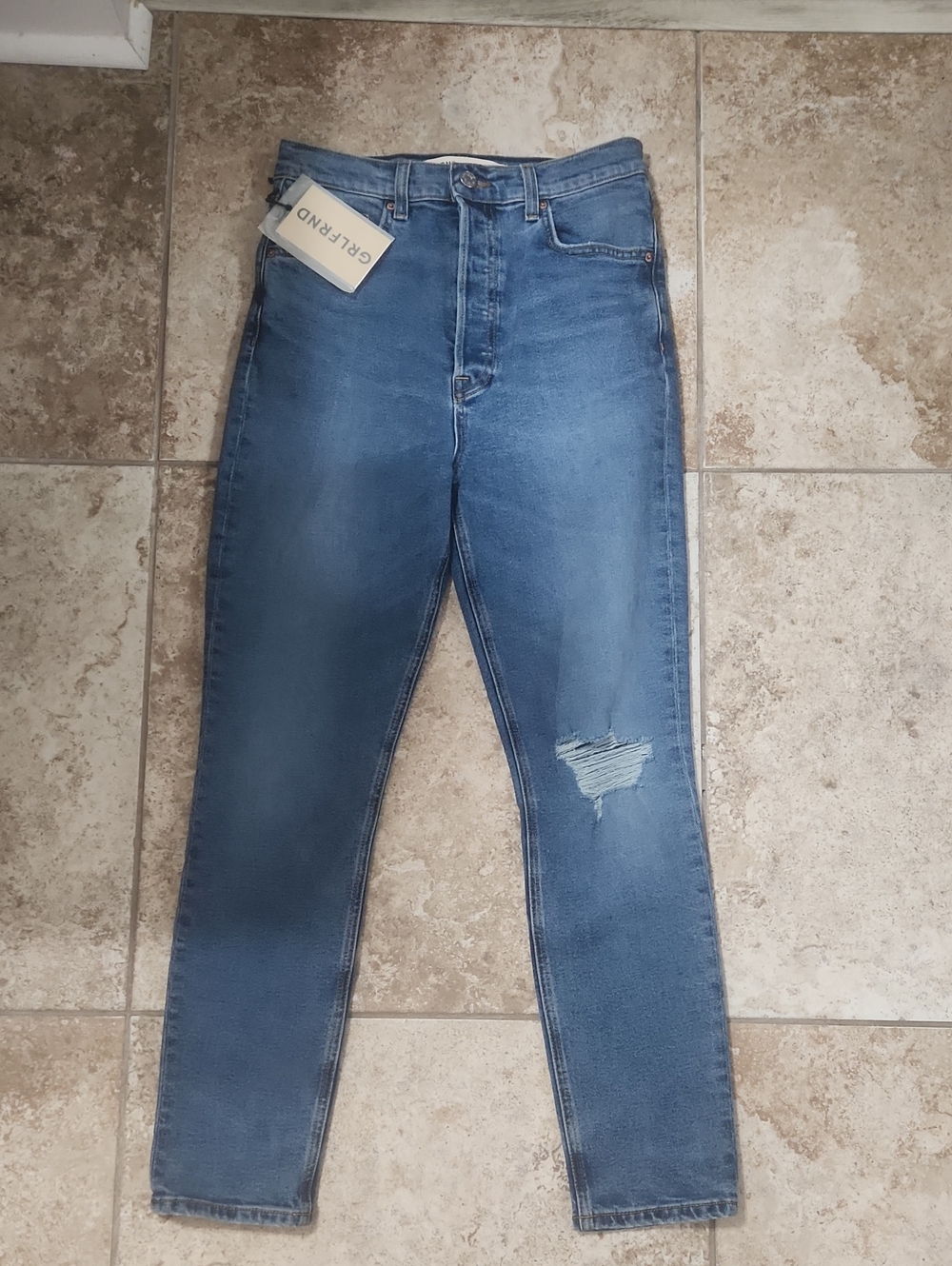 GRLFRND Slim Straight Blue Distressed Women's Jeans